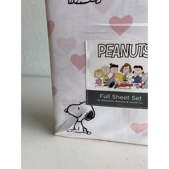 4 Pc Peanuts Snoopy Pink Hearts Valentines Day FULL Size Sheet Set Soft NEW - Picture 4 of 13